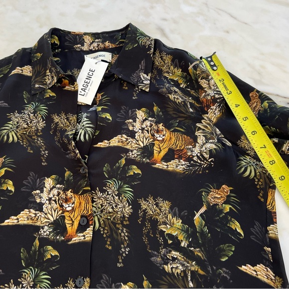 L’AGENCE BLACK TIGER SILK SHIRT SIZE S/P NWOTS! - Picture 12 of 14